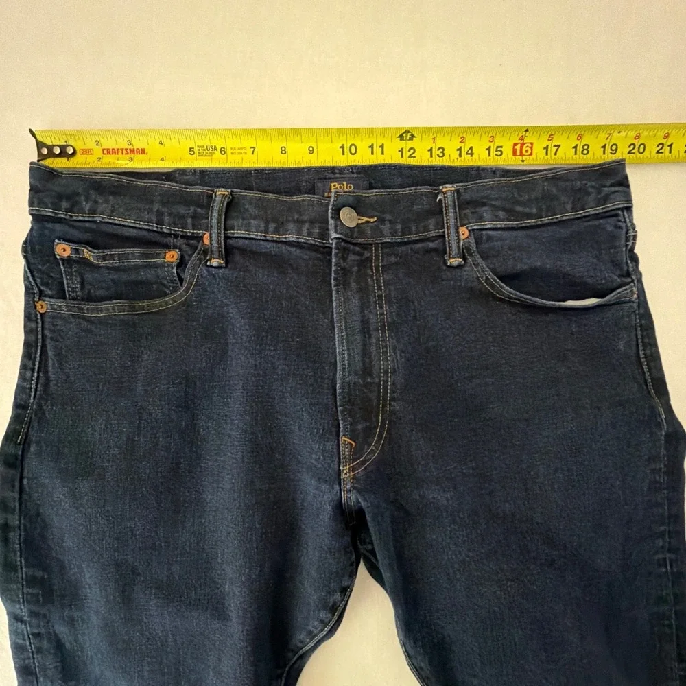 Polo Ralph Lauren Varick Slim Straight Jeans Mens 38x31 Dark Indigo Blue Stretch